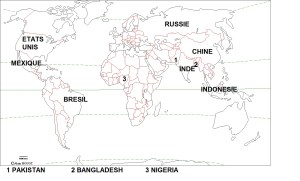 Carte des 10 pays les plus peuplés à connaître